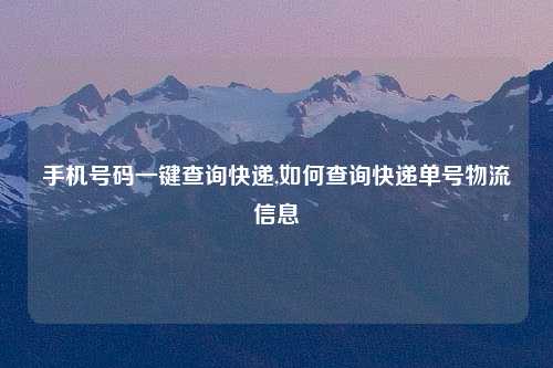 手机号码一键查询快递,如何查询快递单号物流信息