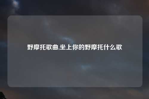 野摩托歌曲,坐上你的野摩托什么歌