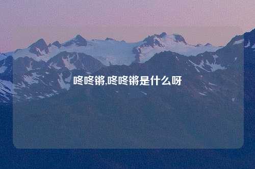 咚咚锵,咚咚锵是什么呀