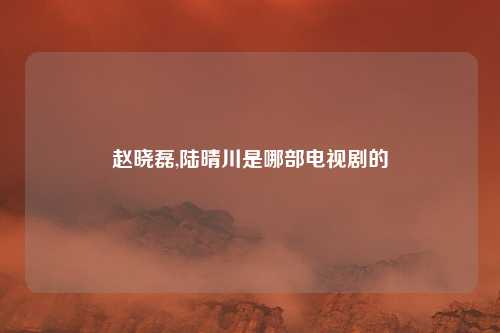 赵晓磊,陆晴川是哪部电视剧的