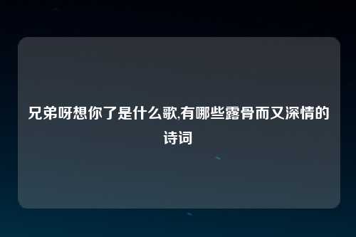 兄弟呀想你了是什么歌,有哪些露骨而又深情的诗词