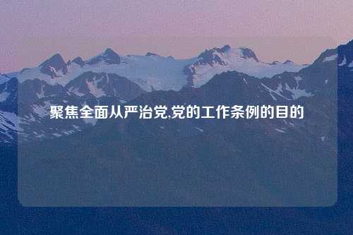 聚焦全面从严治党,党的工作条例的目的