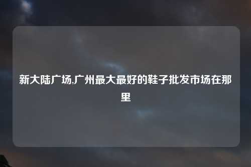 新大陆广场,广州最大最好的鞋子批发市场在那里