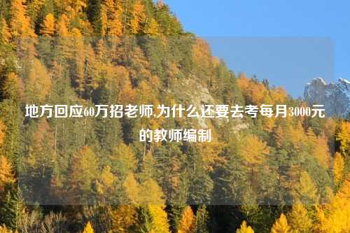 地方回应60万招老师,为什么还要去考每月3000元的教师编制