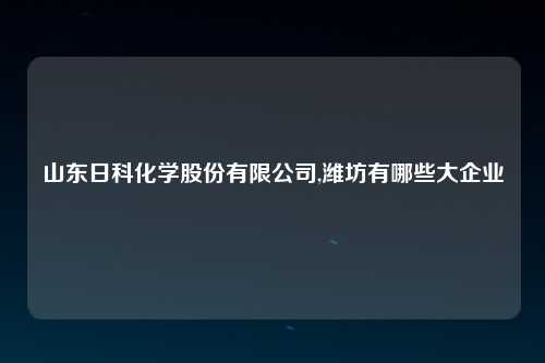 山东日科化学股份有限公司,潍坊有哪些大企业