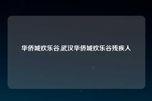 华侨城欢乐谷,武汉华侨城欢乐谷残疾人