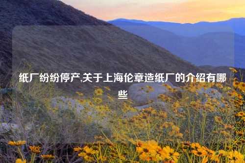 纸厂纷纷停产,关于上海伦章造纸厂的介绍有哪些