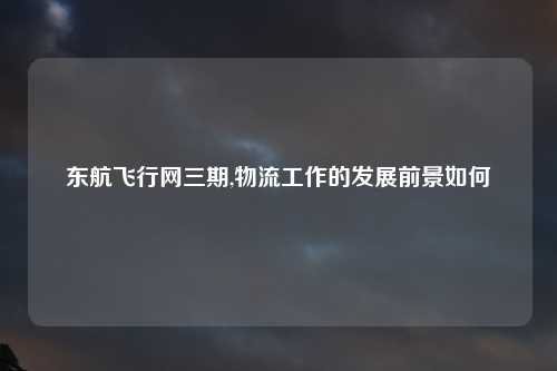 东航飞行网三期,物流工作的发展前景如何