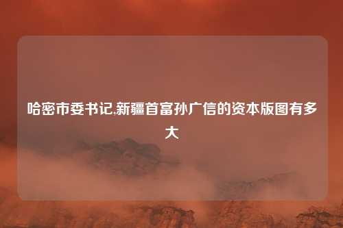 哈密市委书记,新疆首富孙广信的资本版图有多大