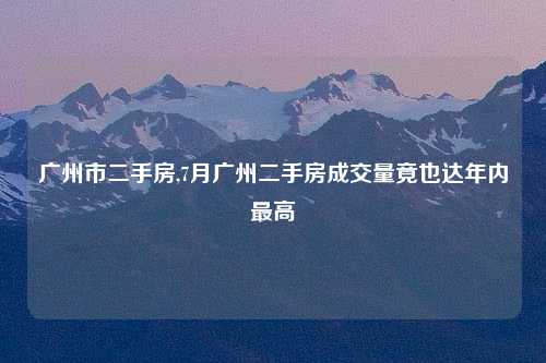 广州市二手房,7月广州二手房成交量竟也达年内最高
