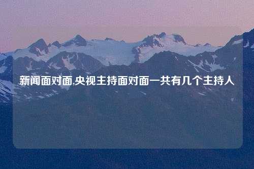 新闻面对面,央视主持面对面一共有几个主持人
