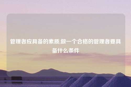 管理者应具备的素质,做一个合格的管理者要具备什么条件