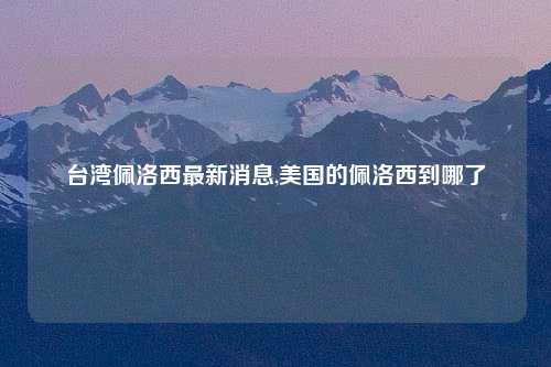 台湾佩洛西最新消息,美国的佩洛西到哪了
