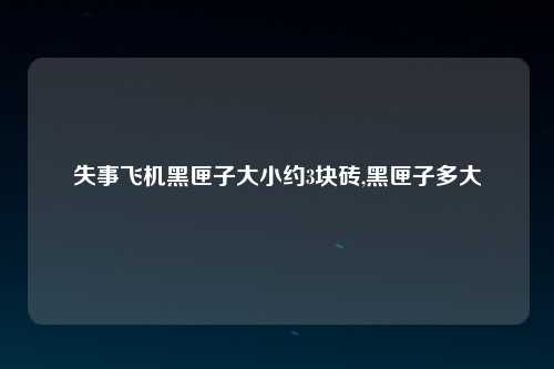 失事飞机黑匣子大小约3块砖,黑匣子多大