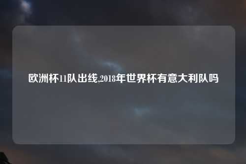 欧洲杯11队出线,2018年世界杯有意大利队吗