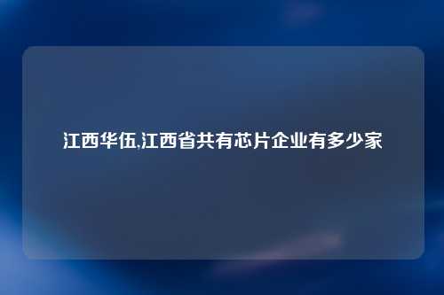 江西华伍,江西省共有芯片企业有多少家