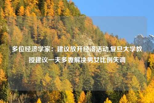 多位经济学家：建议放开经济活动,复旦大学教授建议一夫多妻解决男女比例失调