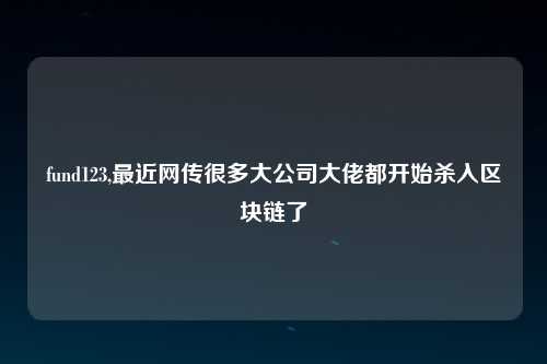fund123,最近网传很多大公司大佬都开始杀入区块链了