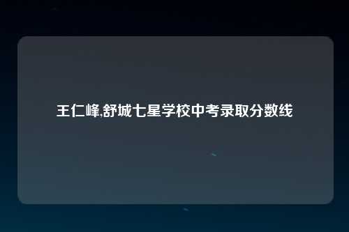 王仁峰,舒城七星学校中考录取分数线