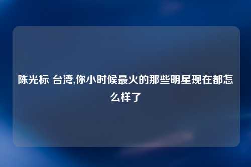 陈光标 台湾,你小时候最火的那些明星现在都怎么样了