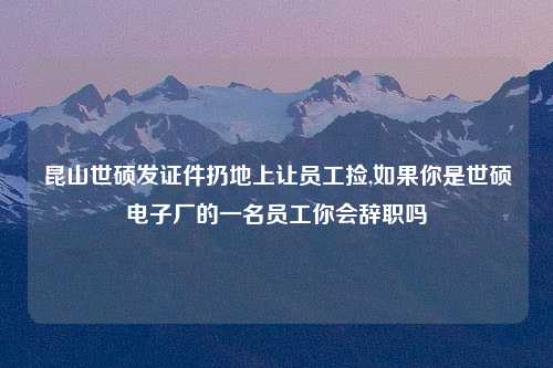 昆山世硕发证件扔地上让员工捡,如果你是世硕电子厂的一名员工你会辞职吗