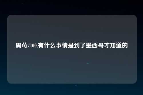 黑莓7100,有什么事情是到了墨西哥才知道的