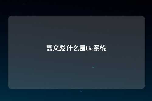 聂文彪,什么是bbc系统