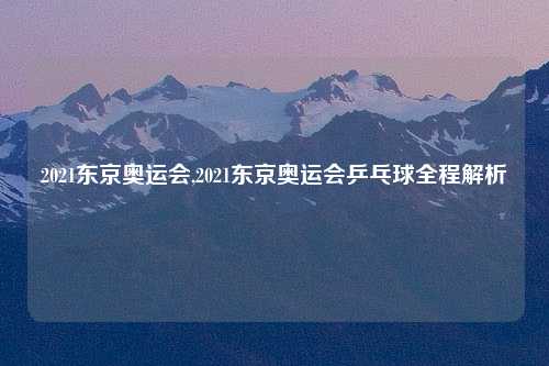 2021东京奥运会,2021东京奥运会乒乓球全程解析