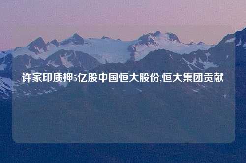 许家印质押5亿股中国恒大股份,恒大集团贡献
