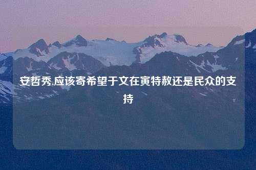安哲秀,应该寄希望于文在寅特赦还是民众的支持