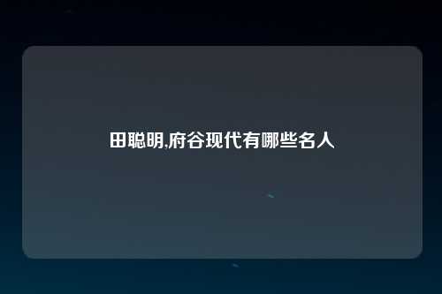 田聪明,府谷现代有哪些名人