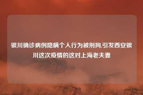 银川确诊病例隐瞒个人行为被刑拘,引发西安银川这次疫情的这对上海老夫妻