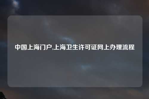 中国上海门户,上海卫生许可证网上办理流程