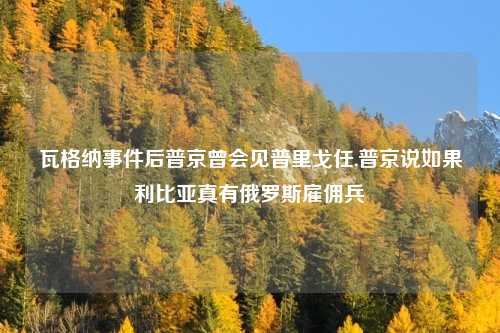 瓦格纳事件后普京曾会见普里戈任,普京说如果利比亚真有俄罗斯雇佣兵
