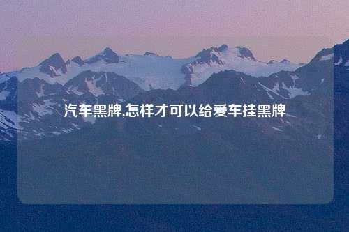 汽车黑牌,怎样才可以给爱车挂黑牌