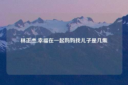 林正杰,幸福在一起妈妈找儿子是几集