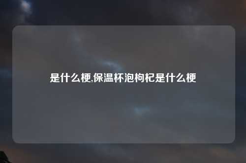 是什么梗,保温杯泡枸杞是什么梗