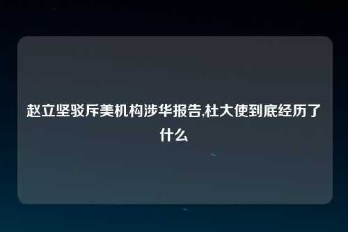 赵立坚驳斥美机构涉华报告,杜大使到底经历了什么