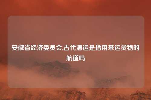 安徽省经济委员会,古代漕运是指用来运货物的航道吗