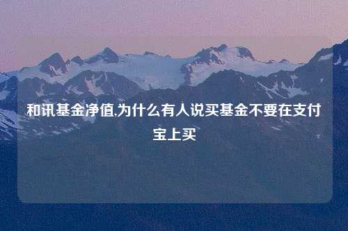 和讯基金净值,为什么有人说买基金不要在支付宝上买