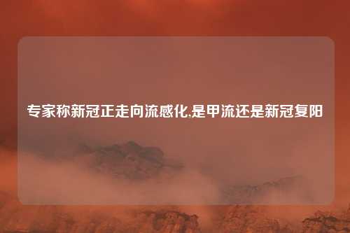 专家称新冠正走向流感化,是甲流还是新冠复阳