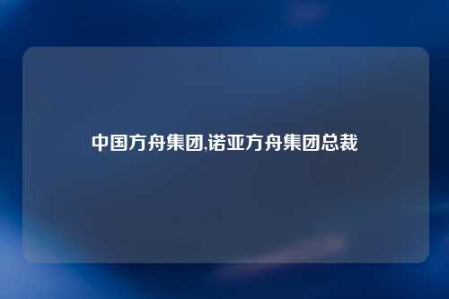 中国方舟集团,诺亚方舟集团总裁