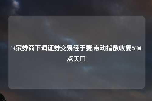 14家券商下调证券交易经手费,带动指数收复2600点关口