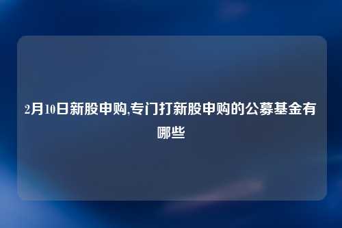2月10日新股申购,专门打新股申购的公募基金有哪些