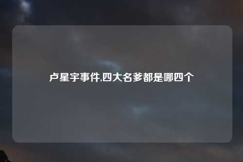 卢星宇事件,四大名爹都是哪四个
