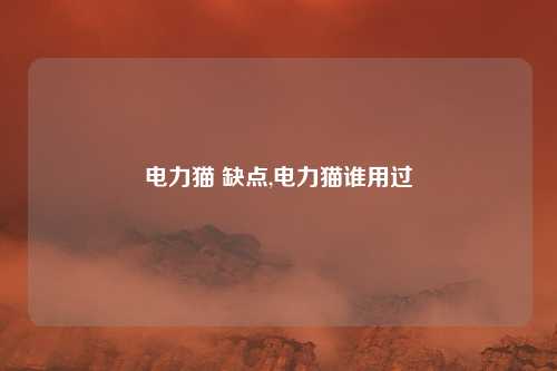 电力猫 缺点,电力猫谁用过