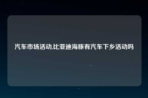 汽车市场活动,比亚迪海豚有汽车下乡活动吗