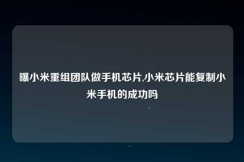 曝小米重组团队做手机芯片,小米芯片能复制小米手机的成功吗