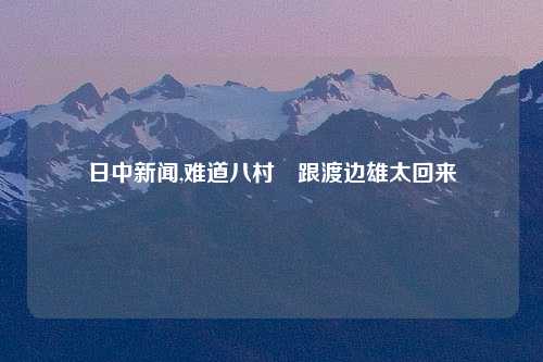 日中新闻,难道八村塁跟渡边雄太回来