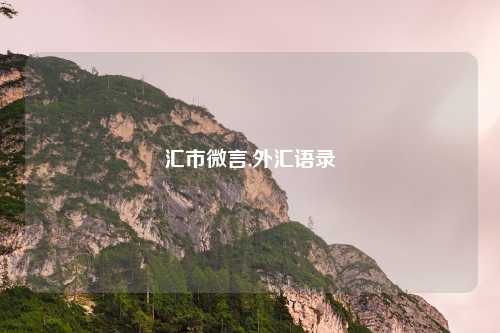 汇市微言,外汇语录